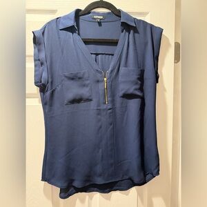 Express Navy Blouse with Gold Zipper